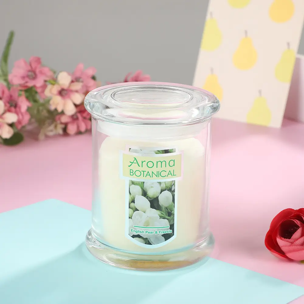 Home scented glass cup candle botanical aroma cand...